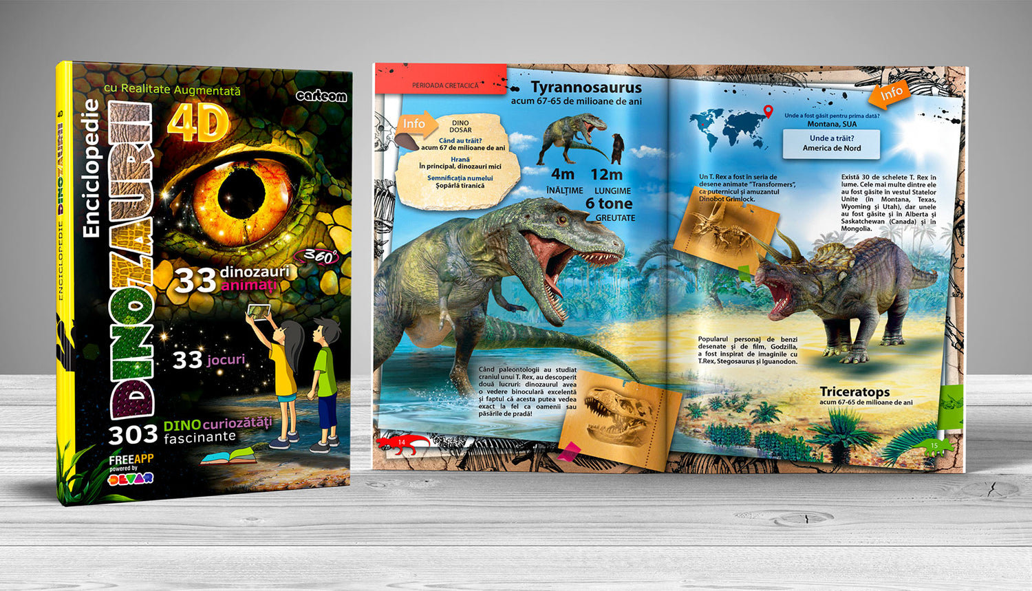 Carte Dinozauri - Enciclopedie interactivă cu realitate augmentată pentru copii, Carteom